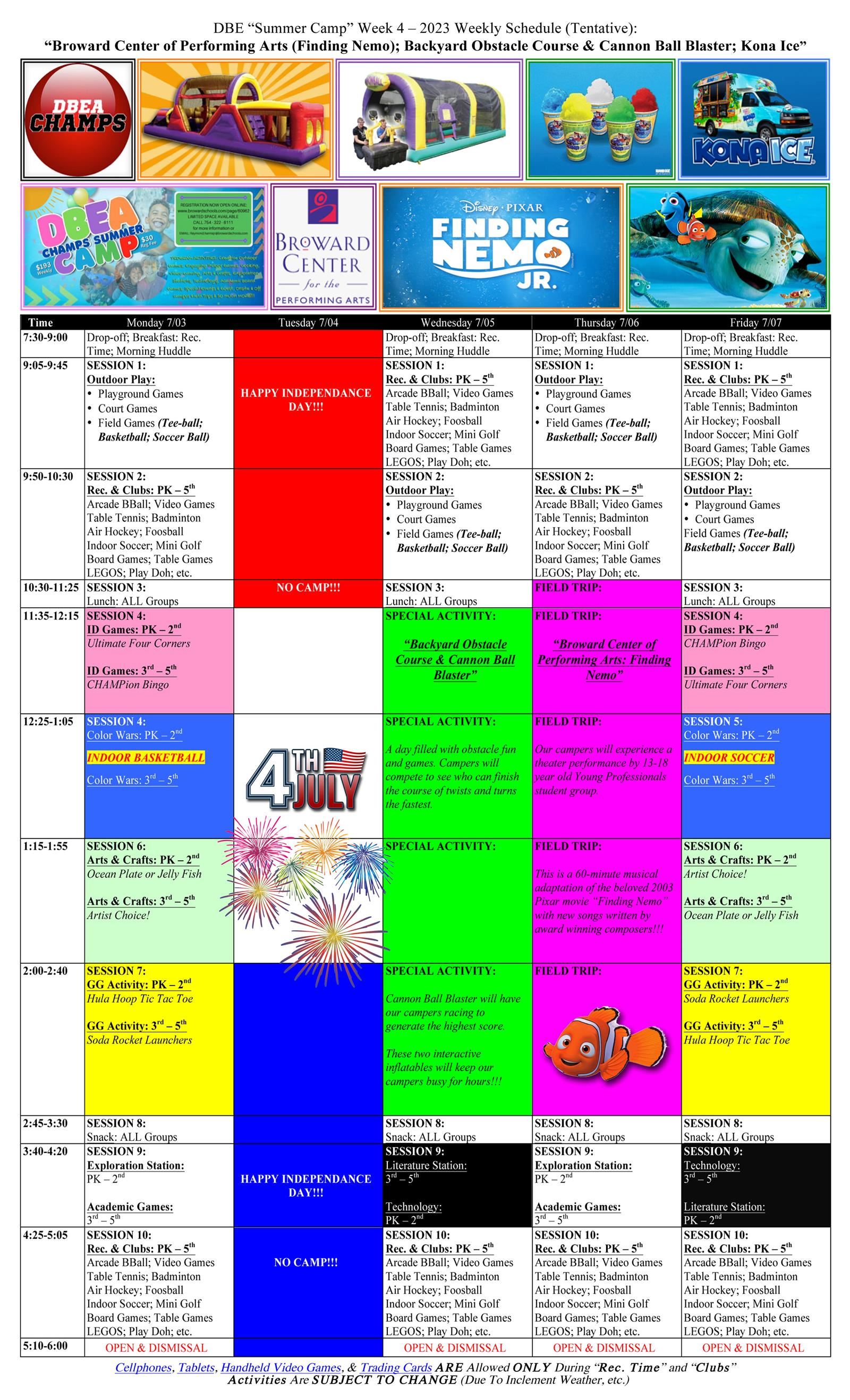DBES Week 4 Schedule